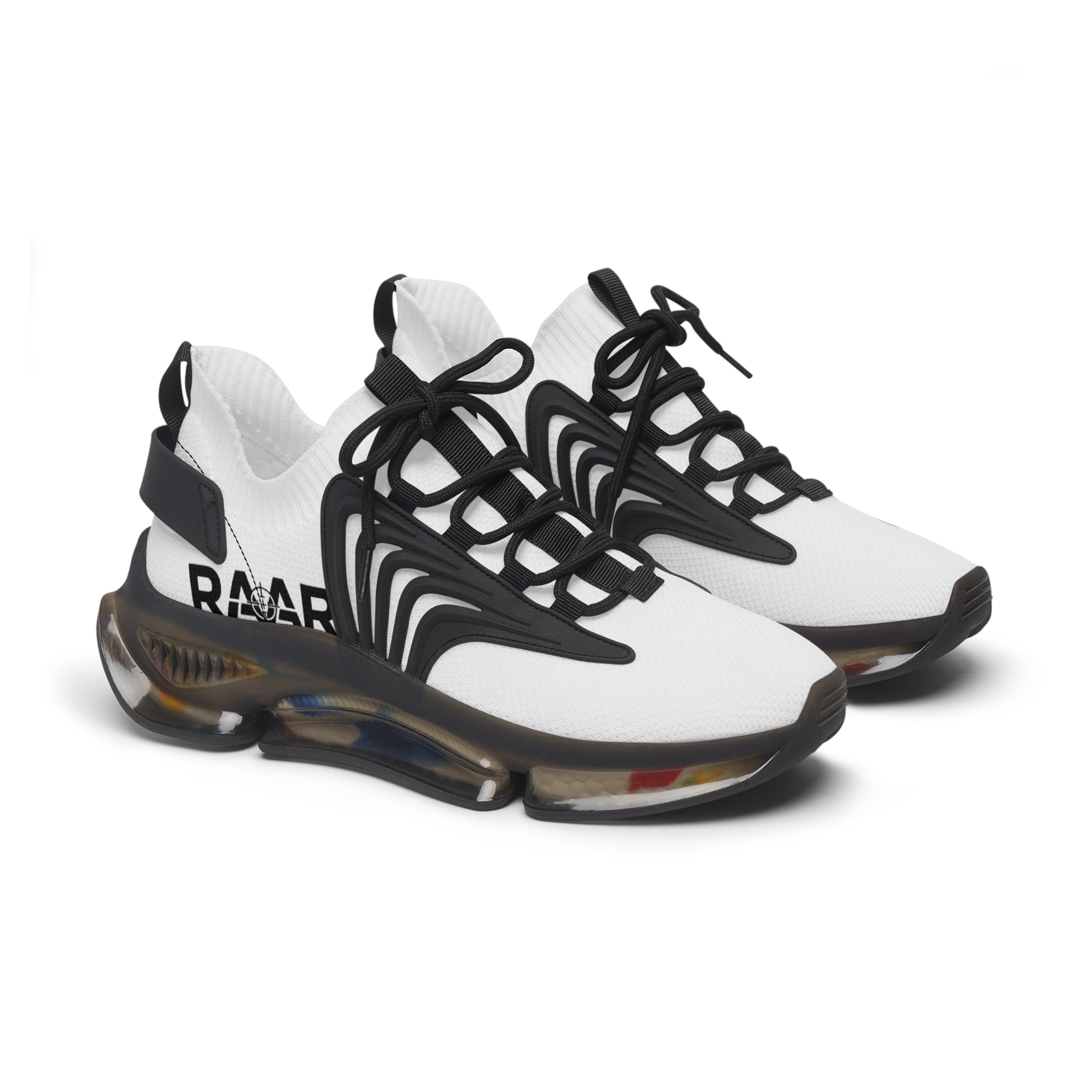 Women's White Mesh Sneakers — Lightweight Breathable Athletic Shoes with 'RAAR' Accent