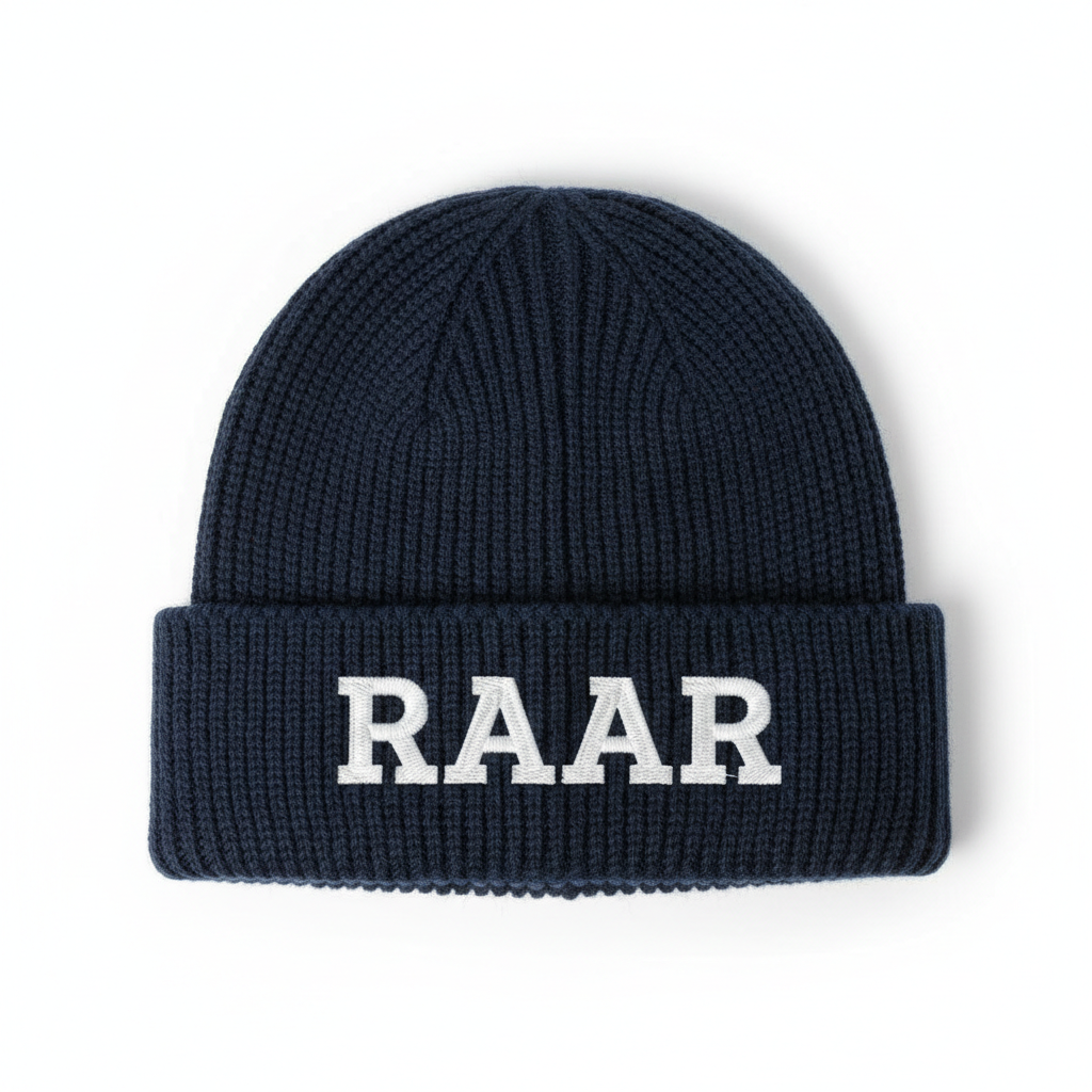 RAAR Navy Blue Beanie - White Letters