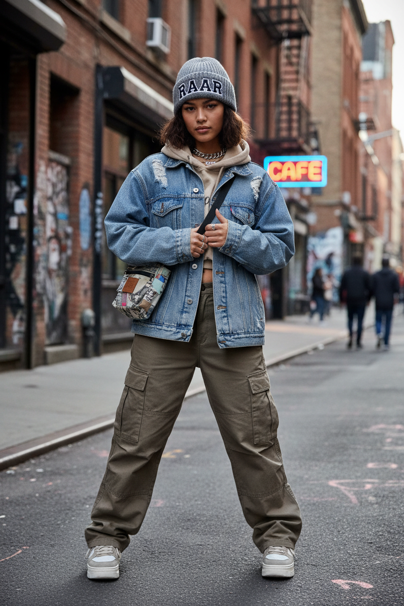 RAAR Grey Beanie - Female Lifestyle Street Shot