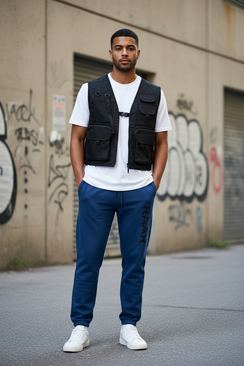 Male model wearing Blue Jean RAAR Joggers