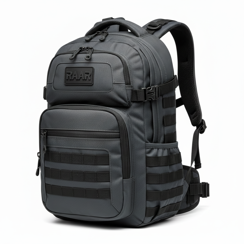 Gray tactical backpack