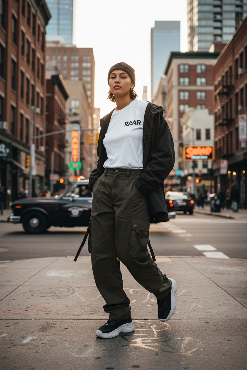 Model wearing Long Sleeve Shirt - urban streetwear lifestyle